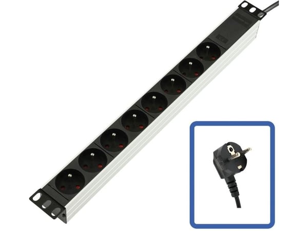 Lanview Logon TUPS032 - Tehonjakoyksikkö (räkkiversio) - 10A - 4000 Watt - tulo: Tyyppi E - lähtöliittimet: 8 (8 x Tyyppi E) - 1U - 19" - 1,5 m joh...