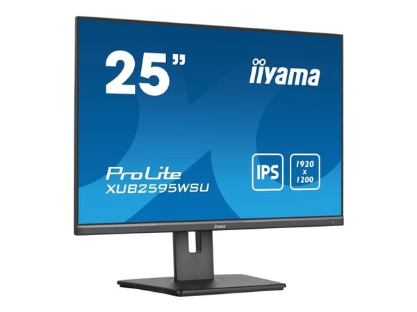 iiyama ProLite XUB2595WSU-B5 - LED-skjerm - 25" - 1920 x 1200 WUXGA - IPS - 300 cd/m² - 1000:1 - 4 ms - HDMI, VGA, DisplayPort - høyttalere - svart...