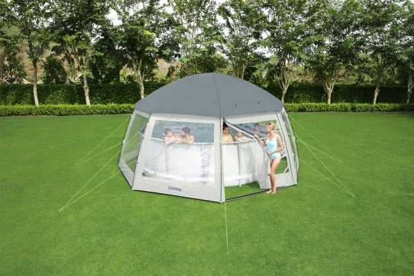 Bestway 58612, Kupoltak till pool, Ovanmarkspool, Rund, Grå, Transparent, Vit, PVC, Polyester, 2 dörr/dörrar