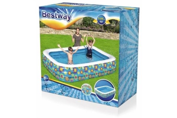 Bestway 54121, Oppblåsbart basseng, 1161 l, Rektangulær, 6 år, Vinyl, Flerfarget