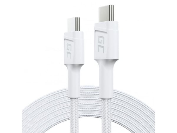 Green Cell PowerStream - USB-kabel - 24 pin USB-C (hann) til 24 pin USB-C (hann) - 2 m - USB-C Power Delivery (60W) - snøhvitt