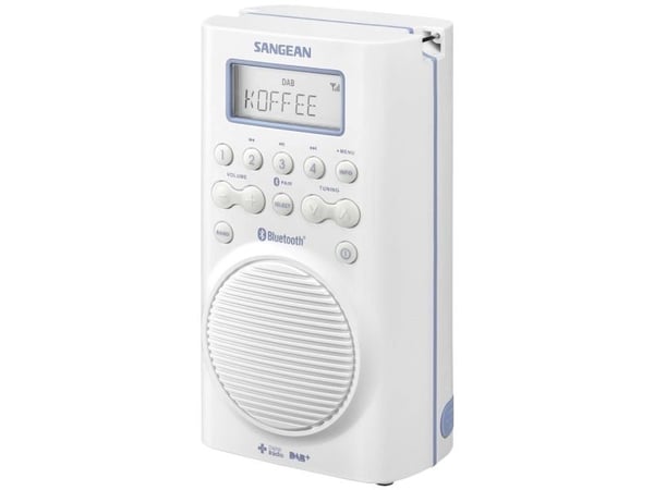 Sangean Aquatic 205, Klokke, DAB+, FM, Hvit, Vanntett