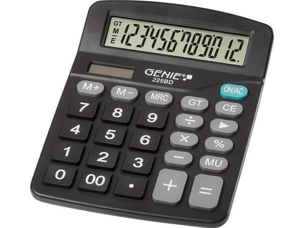 GENIE 225 BD - Utskriftskalkulator - LCD - 12 sifre - solpanel
