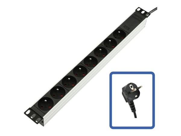Lanview Logon TUPS032 - Strømfordelingslist (kan monteres i rack) - 10A - 4000 watt - inngang: Type E - utgangskontakter: 8 (8 x type E) - 1U - 19"...