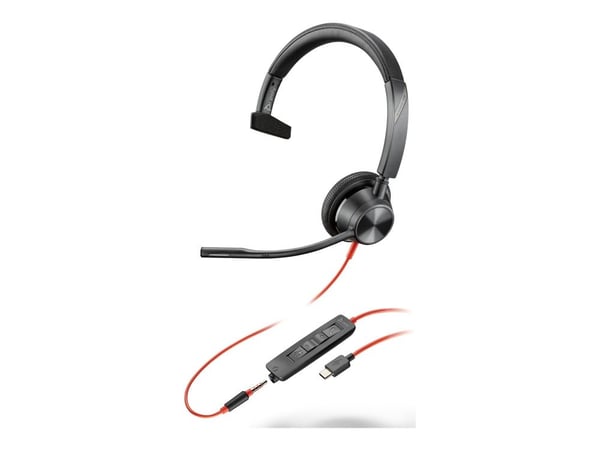 HP Poly Blackwire 3315 - Blackwire 3300 series - hodesett - on-ear - kablet - 3,5 mm jakk, USB-C - svart - UC-sertifisert