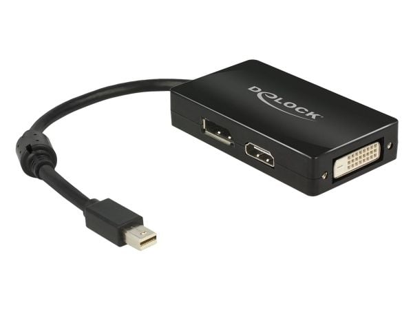 Delock - DisplayPort-adapter - Mini DisplayPort (hann) til DVI-D, HDMI, DisplayPort (hunn) - 16 cm - svart