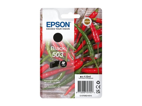 Epson 503, Perusvärintuotto, 4,6 ml, 210 sivua, 1 kpl, Kertapakkaus