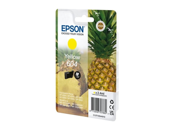 Epson 604, Perusvärintuotto, 2,4 ml, 130 sivua, 1 kpl, Kertapakkaus