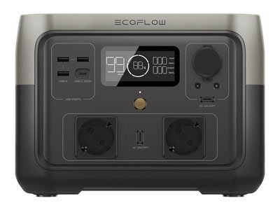 EcoFlow RIVER 2 Max - Bærbar strømstasjon - AC 220-240/ DC 11-50/12/24 V - 1000 watt - litium-jernfosfat - 512 Wh - Wi-Fi, Bluetooth - utgangskonta...