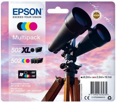 Epson 502 XL, musta, Syaani, Magenta, Keltainen, 4 kpl