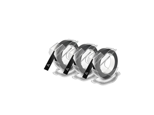 DYMO 3D prægetape 9mm x 3m sort selvklæbende - (3 stk.)
