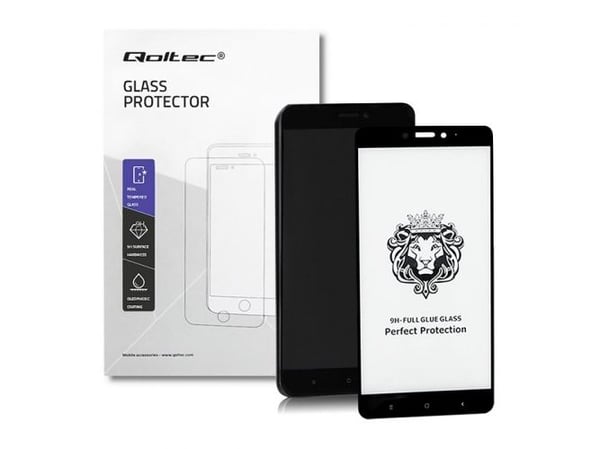 Qoltec Premium - Skjermbeskyttelse for mobiltelefon - glass - 6.44" - rammefarge svart - for Xiaomi MI Max 2