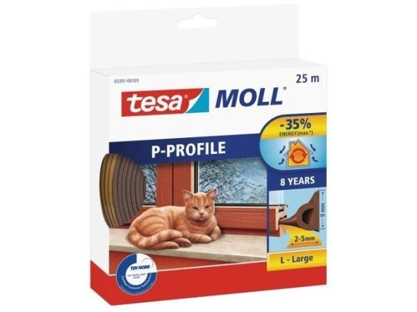 Tesa kumitiiviste 9mm profiili P ruskea 25m (0539103)