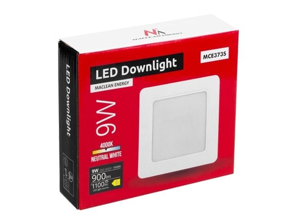 Maclean SLIM LED takinnfelt 9W Neutral White 4000K 120x120x26 mm 900 lm MCE373 S