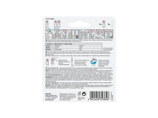 TESA 77774, Innendørs, Universalkrok, Hvit, Limstrimmel, 1 kg, 2 stykker