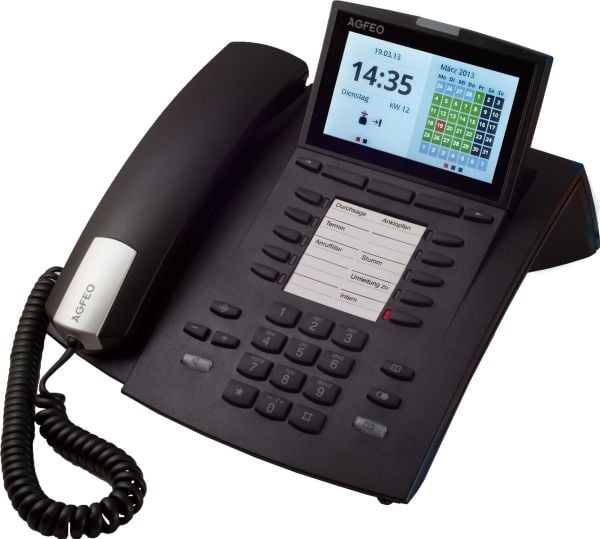 AGFEO ST 45, Analog telefon, 1000 oppføringer, Ringe-ID, Svart