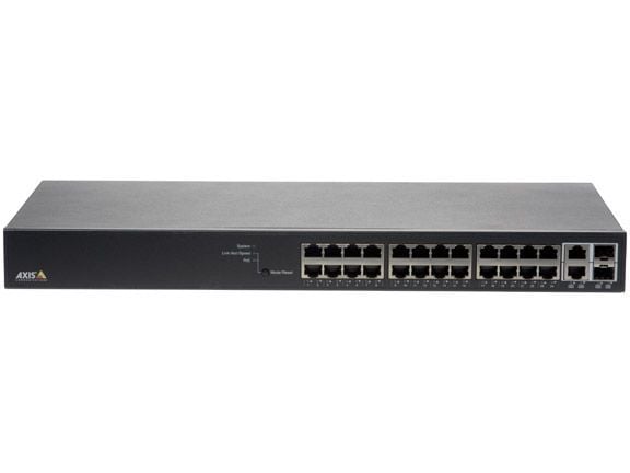 Axis T8524 PoE+ Network Switch - Switch - Administrerad - 24 x 10/100/1000 (PoE+) + 2 x kombinations-Gigabit SFP (upplänk) - skrivbordsmodell, rack...