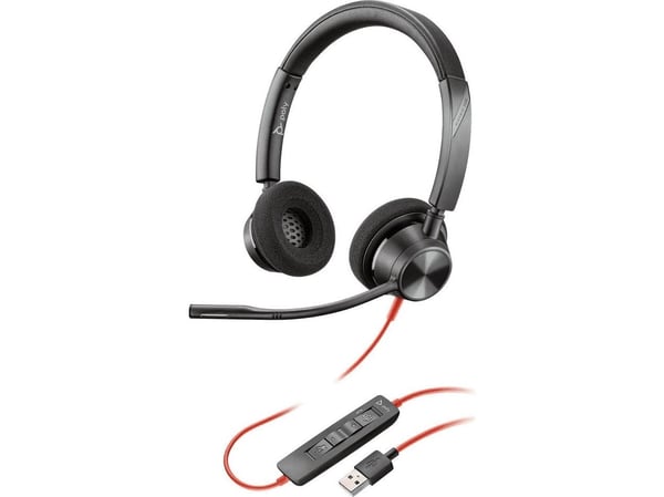 HP Poly Blackwire 3320 USB-A Stereo Headset, Wired, Office/Call center, 130 g, Headset, Black