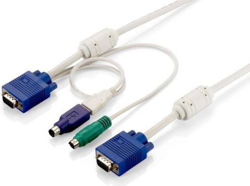 LevelOne ACC-2103, 5 m, Hvit, VGA + PS/2, VGA, Hankjønn/hankjønn, KVM-0217US KVM-0217DE KVM-0831 KVM-1631 KVM-8901US KVM-8901DE KVM-8901FR KVM-8901UK