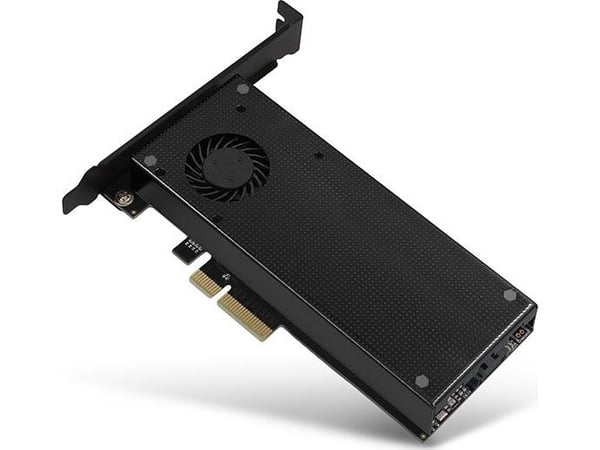 AXAGON PCEM2-DC PCI-E 3.0 4x – DUAL M.2 SSD (NVMe + SATA), dobbel spenning, to 110 mm SSD, vifte + radiator