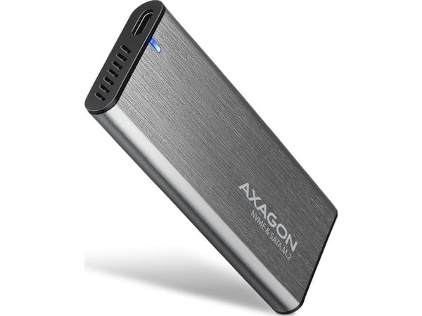 AXAGON EEM2-SG2 RAW BOX eksternt kabinett for M.2 SSD-er USB-C 3.2 Gen 2 - sølv