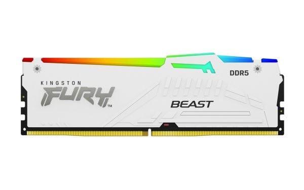 Kingston FURY Beast RGB - DDR5 - modul - 32 GB - DIMM 288-pin - 6000 MT/s / PC5-48000 - CL36 - 1.35 V - ikke-bufret - on-die ECC - hvit