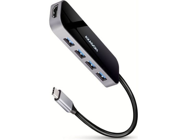 AXAGON HMC-6H4A USB-hub, 4x USB-A + HDMI, USB-C 3.2 Gen 1, PD 100W - 20 cm USB-C-kabel