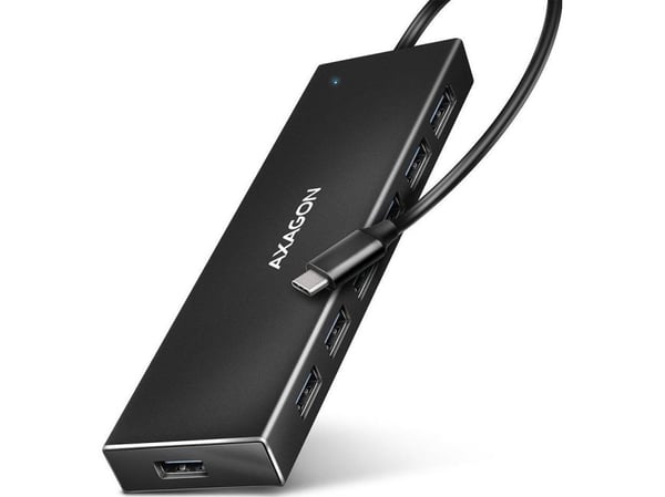 AXAGON HUE-F7A 7x USB 3.2 Gen 1 aluminium flat hub, 30 cm USB-C-kabel (HUE-F7C)