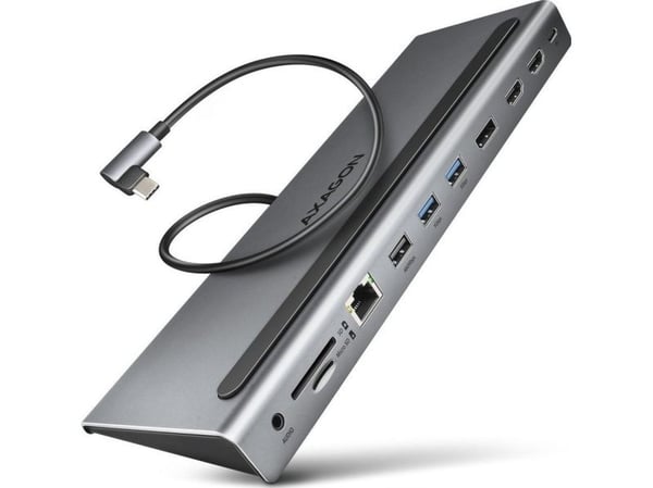 AXAGON HMC-4KX3 USB 5Gbps -keskitin, 3x USB-A, 2x HDMI + DP + GLAN + SD/microSD + audio, PD 100W
