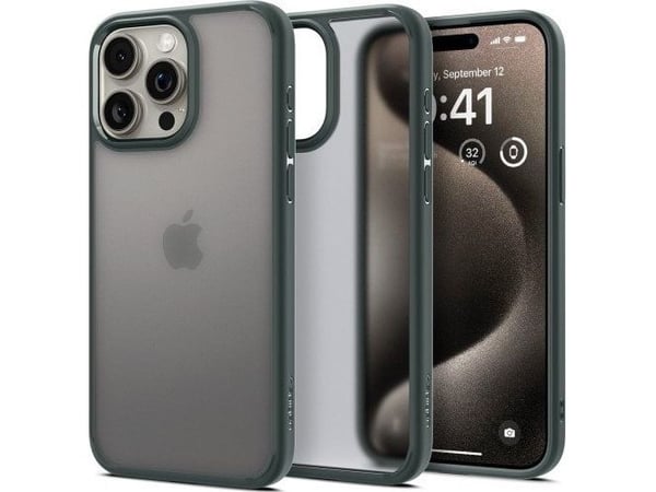 Spigen Ultra Hybrid iPhone 15 Pro Max-deksel - mørkegrønn