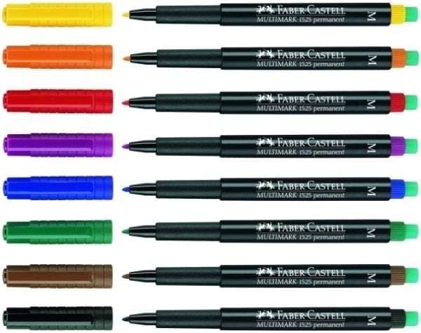 Faber-Castell MULTIMARK 1525 - Markering - permanent - 1 mm - medel - med radergummi (paket om 4)