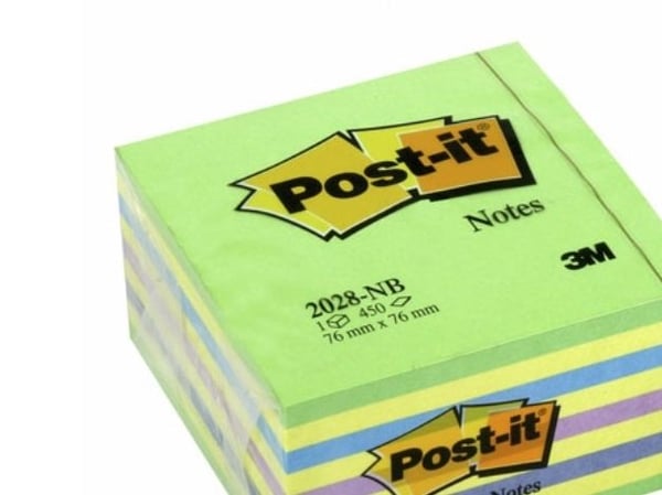 Post-It 2028 NB, Blå, Grønn, Lilla, Gult, 450 ark, 76 mm, 76 mm, 1 stykker