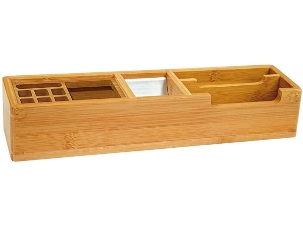 WEDO multi-täryke, bambusta, pitkä 2 suurta lokeroa, 2 suurta lokeroa alumiinisella insertillä, 6 (61 1007)