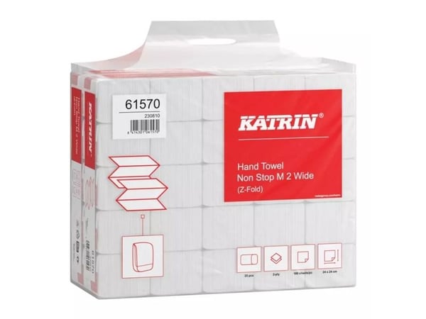 Katrin 61570, 160 ark, papper, Vit, EU Ecolabel, ISO 9001, ISO 14001, GreenPack, 240 mm, 600 mm