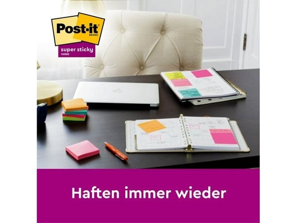 Post-It R330-6SS-MIA, Neliö, Vedenvärinen, Lime, Punainen, Paperi, 76 mm, 76 mm, 90 arkkia