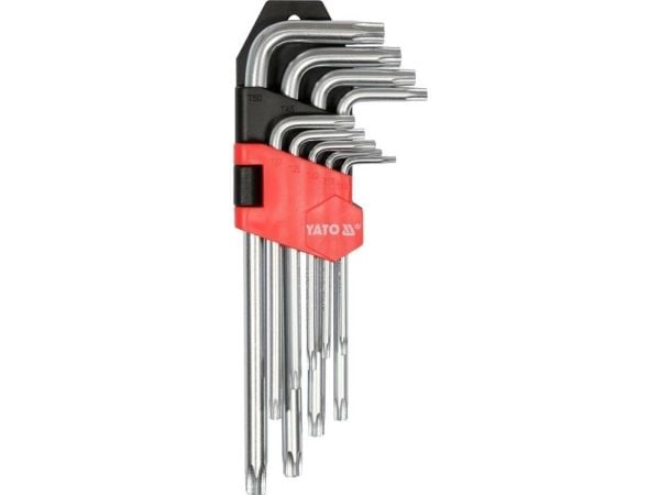 Yato YT-0511, L-torx nøkkelsett, T10, T15, T20, T25, T27, T30, T40, T45, T50, Sølv, Kromvanadiumstål, 1,5 cm, 7,2 cm