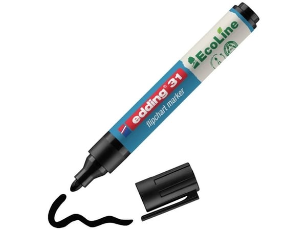 Edding 31 EcoLine, 1 stykker, Svart, Rund spiss, 1,5 mm, 3 mm, 138 mm