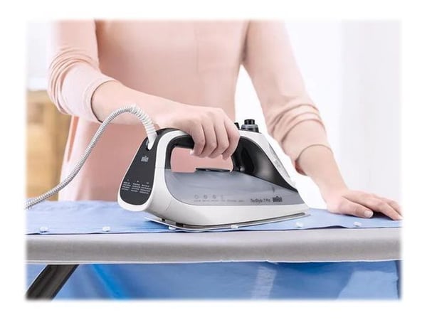 Braun TexStyle 7 Pro SI 7149 - Ångstrykjärn med automatisk avstängning - sula EloxalPlus FreeGlide 3D - 2900 W - vit / svart