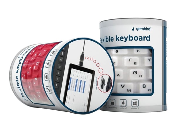 Gembird KB-109F-B - Tastatur - flexible, waterproof - USB - USA - svart