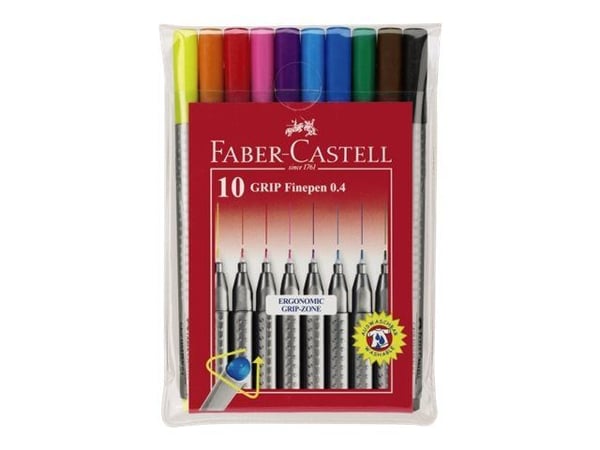 Faber-Castell GRIP - Fineliner - vannbasert blekk - 0.4 mm (en pakke 10)