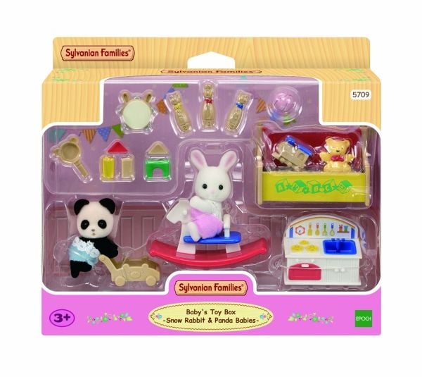 Sylvanian Families Baby's Toy Box Snow Rabbit & Panda Babies