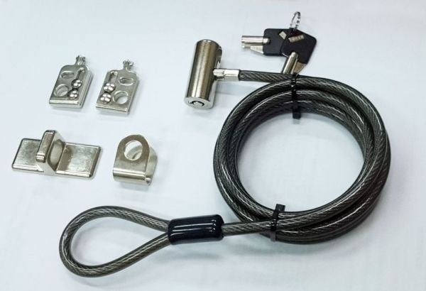 eSTUFF - Lås för säkerhetskabel - with keys, K-slot - svart - 1.8 m