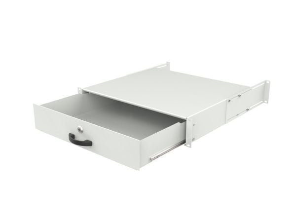 Lanview by Logon - Tangentbordslåda till rack - allmän användning, låsbar - vit, RAL 7035 - 2U - 19"
