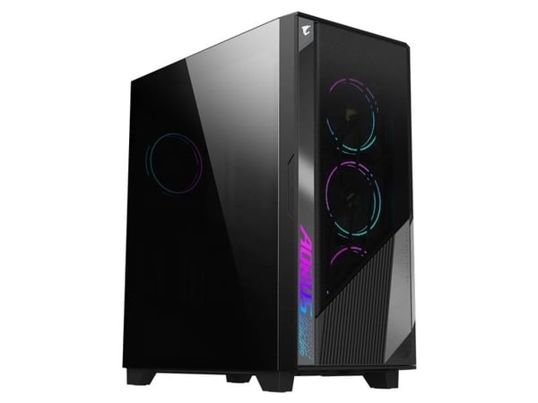 AORUS C500 GLASS - Mid tower - ATX - genomskinlig sidopanel (härdat glas) - ingen strömförsörjning (ATX) - svart - USB/ljud