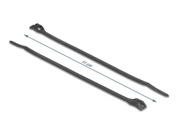 Delock kaapelinsiteet litteäpää L 110 x L 2,5 mm 100 kpl musta