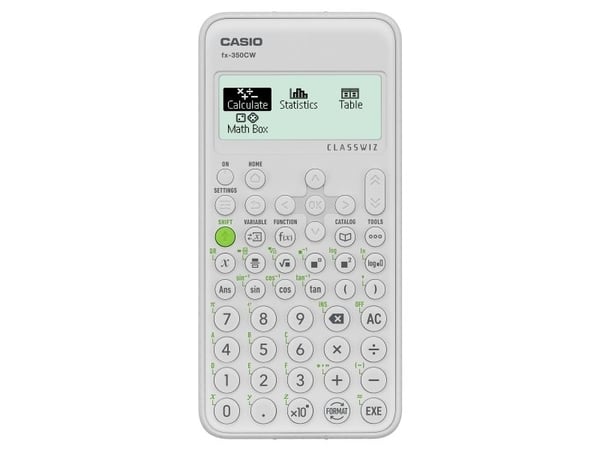 Casio fx-350CW, Lomme, Vitenskaplig, 12 sifre, Batteri, Hvit