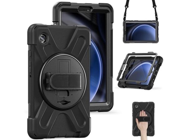 eSTUFF CHICAGO - Baksidedeksel for nettbrett - with screen protector - polykarbonat, silikon - svart - for Samsung Galaxy Tab Active3, Tab Active5