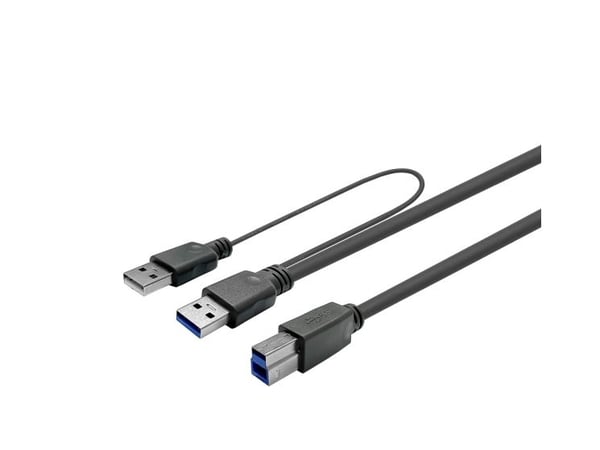 USB-kabel VivoLink 2x USB-A til USB-B 7 m svart (USB 3.0 aktiv kabel)