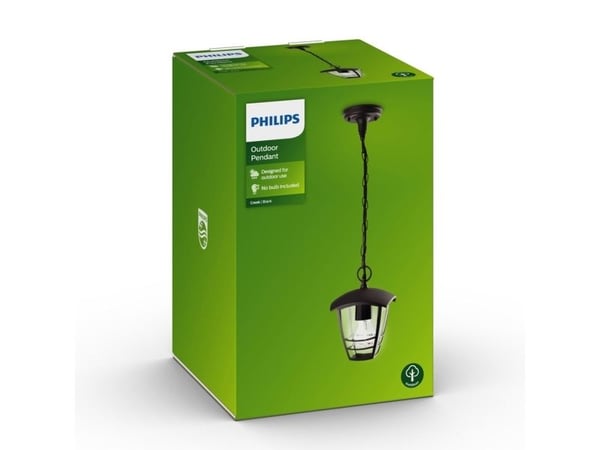 Philips myGarden Creek taklampa 60 W E27 ljuskälla medföljer inte, Hängande belysning för utomhusbruk, Svart, Metall, IP44, Trädgård, Terass, II