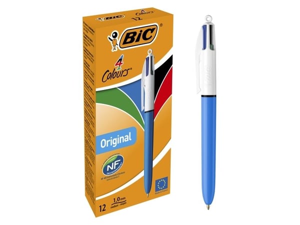 Kuglepen BIC 4 Colours Original Medium 1,0 mm - med klikmekanisme - (12 stk.)